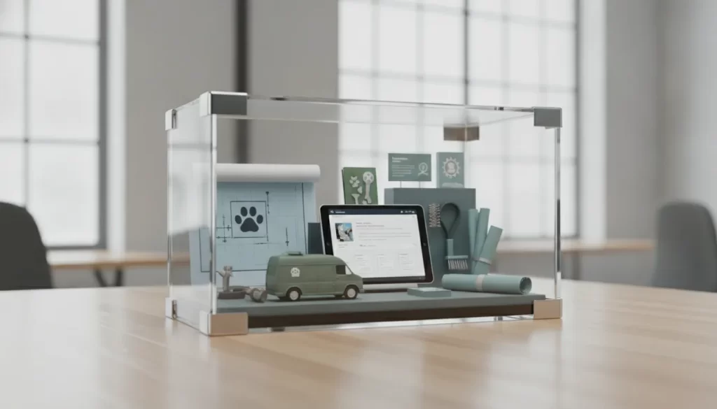A mobile grooming business in a box with a van, professional tools, and scheduling software.